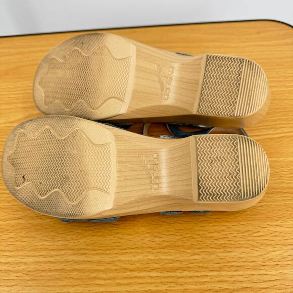 Dansko Season sandals womens 38 denim suede ankle strap heel hook and loop blue - Picture 11 of 11